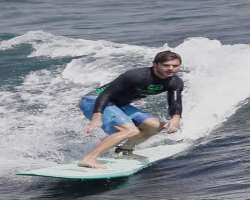 He is very adventurous and likes many adventure sports like rock climbing, snowboarding, golf, skiing, and surfing He is very adventurous and likes many adventure sports like rock climbing, snowboarding, golf, skiing, and surfing.